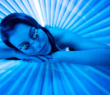 person using sunbed linked to skin cancer