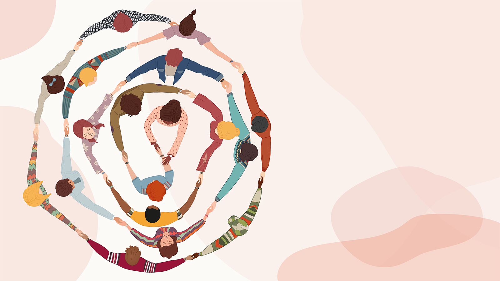 illustration of many people coming together to look after each other