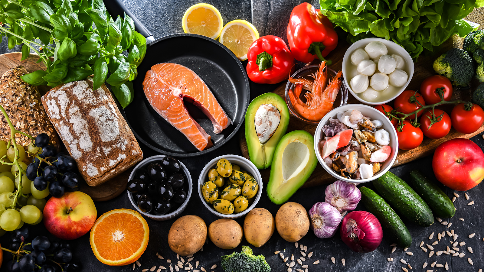 a selection of health foods to support gut health