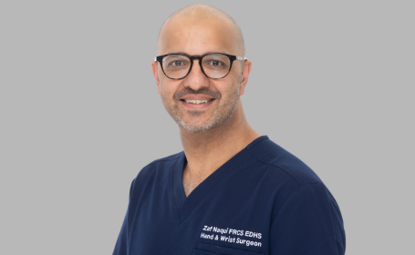 Portrait of Mr Zaf Naqui , Consultant Hand and Wrist Surgeon