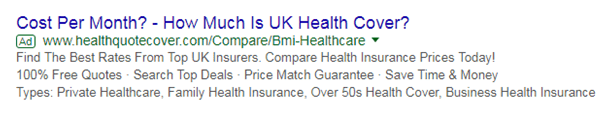 Screengrab of fraudulent search results advert 