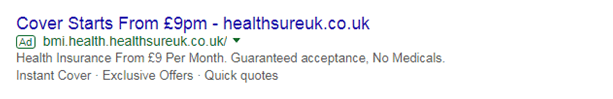 Screengrab of fraudulent search results advert