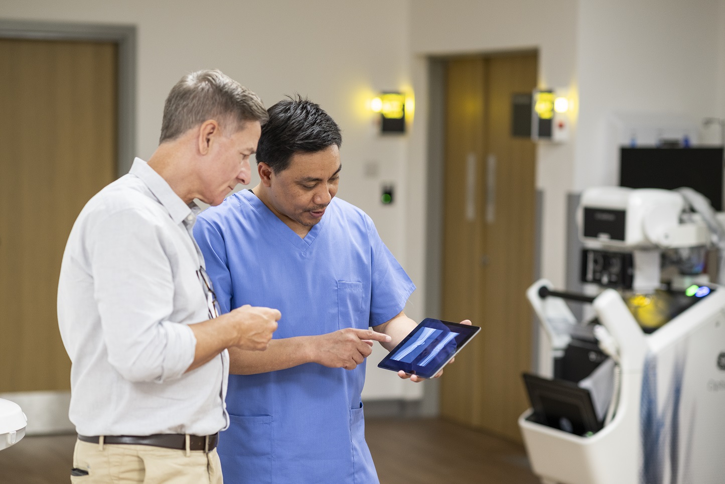 Medical staff reviewing a scan