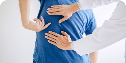 consultant checking patient with back pain