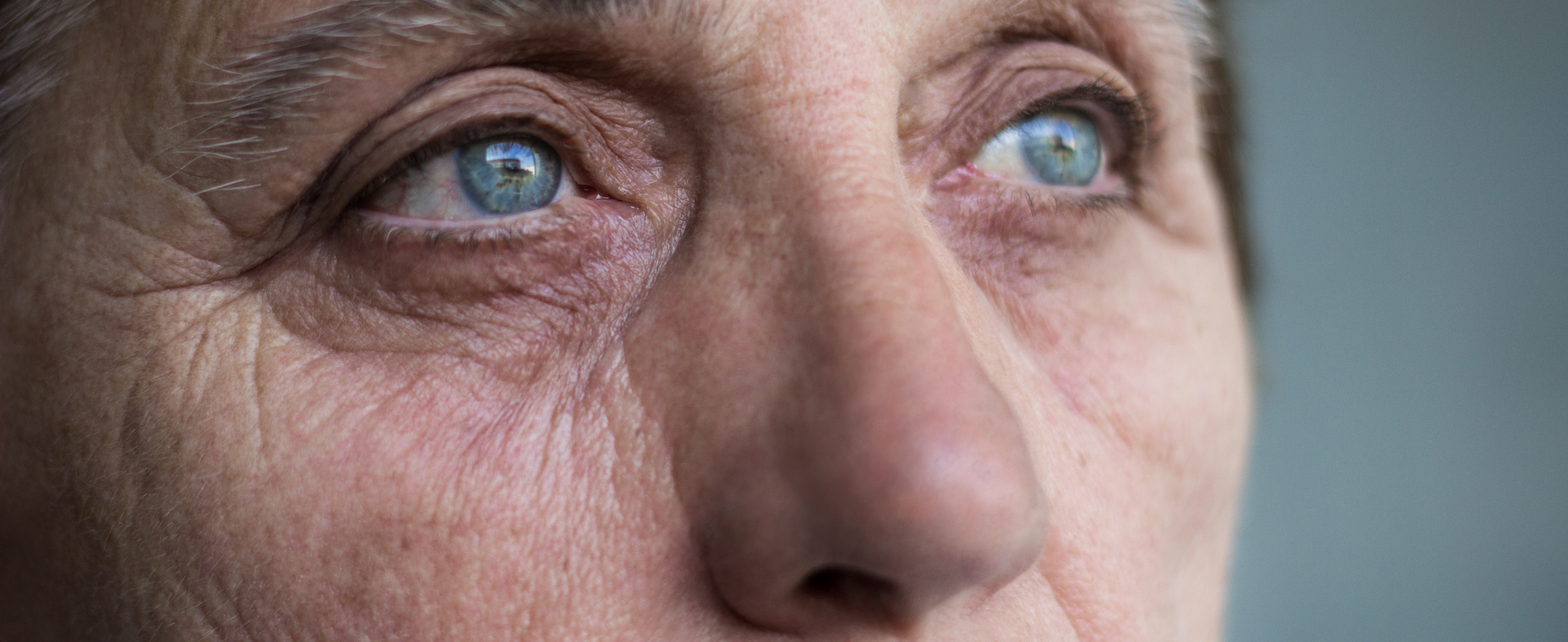 A close up of a senior woman's eyes