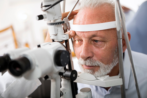 Doctors performing surgery for severe glaucoma treatment