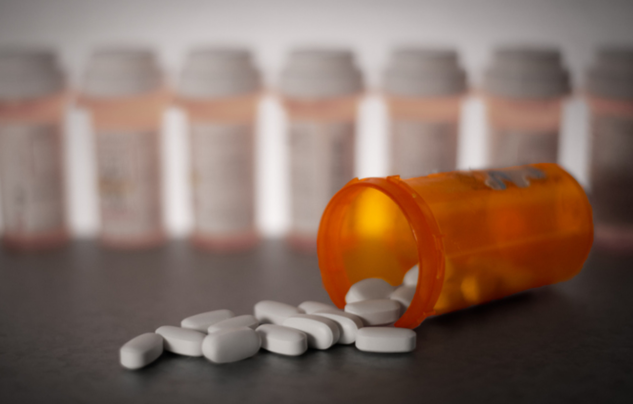 Bottle of medication used in targeted therapy for cancer treatment