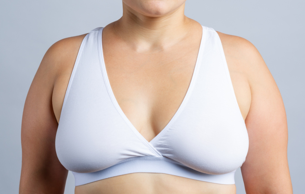 Close up of a woman who desires breast uplift surgery (mastopexy)