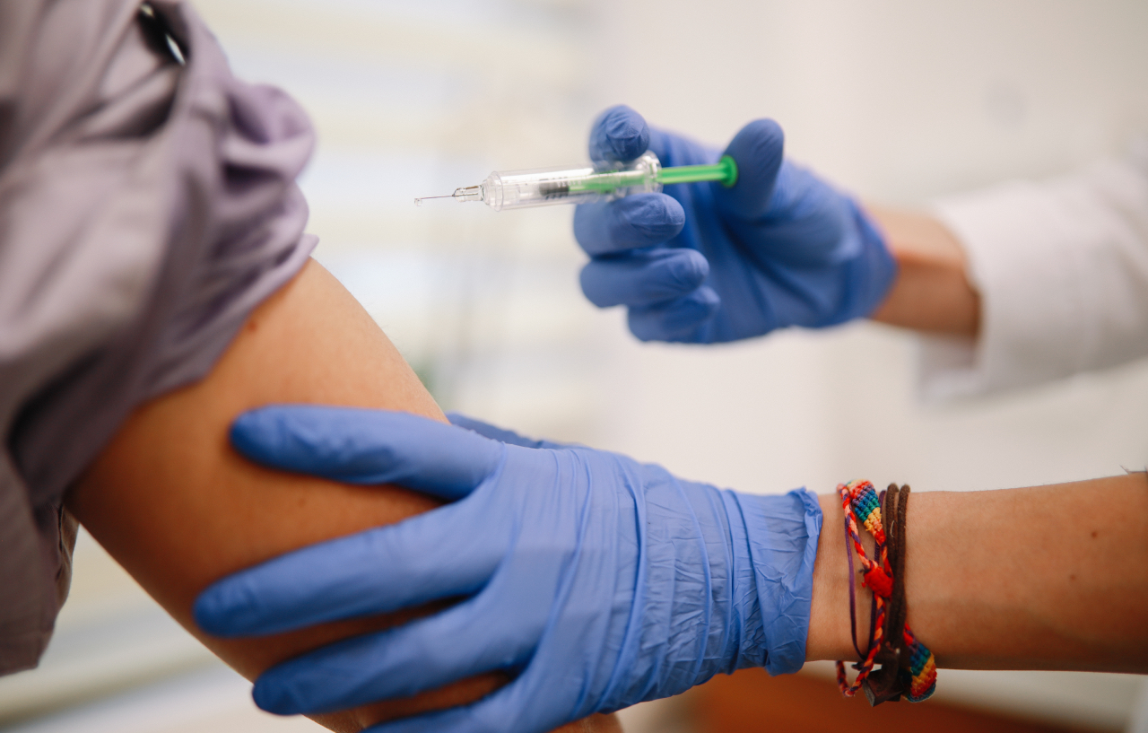 man getting vaccine