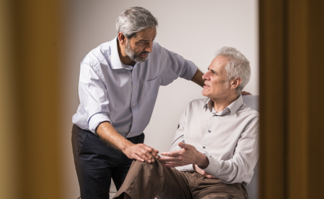 Two men talking